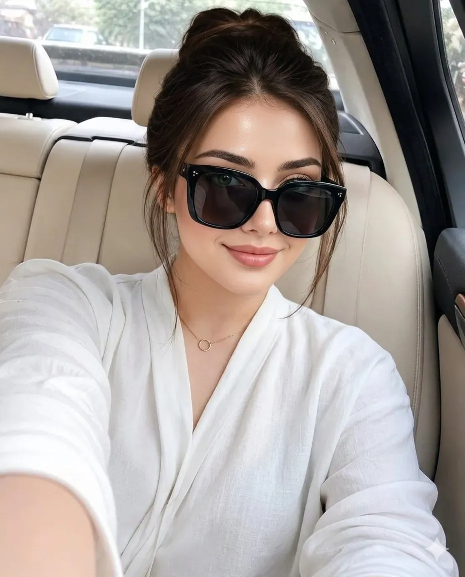 Portrait photographed inside a car