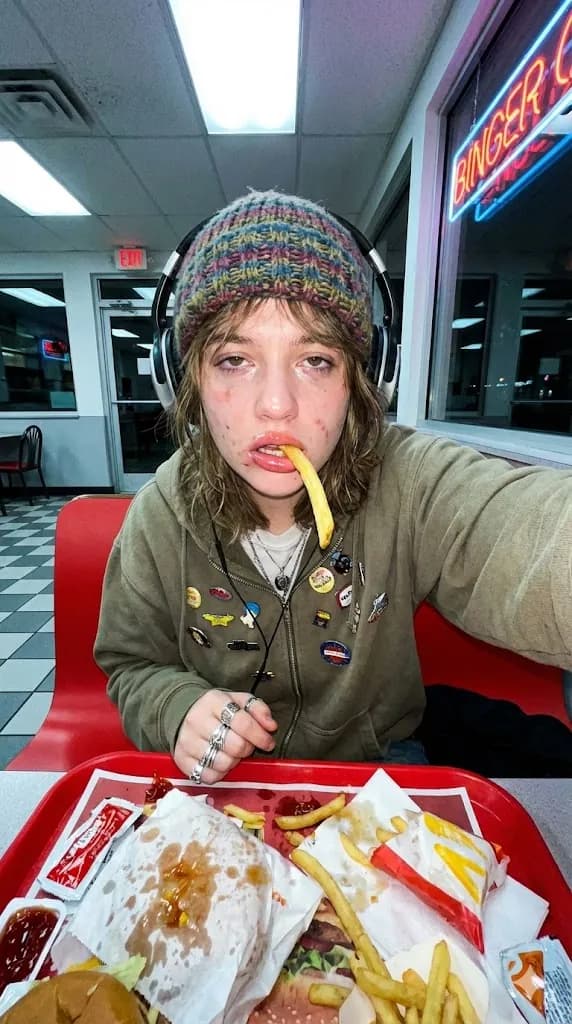 Casual diner portrait with flash lighting