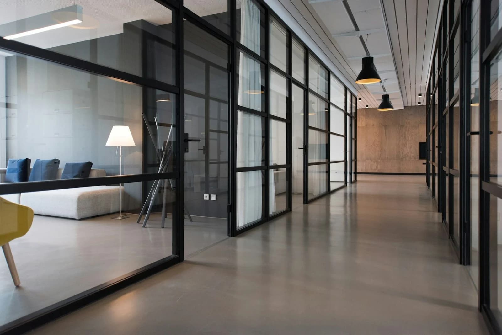 A modern creative office with production workstations