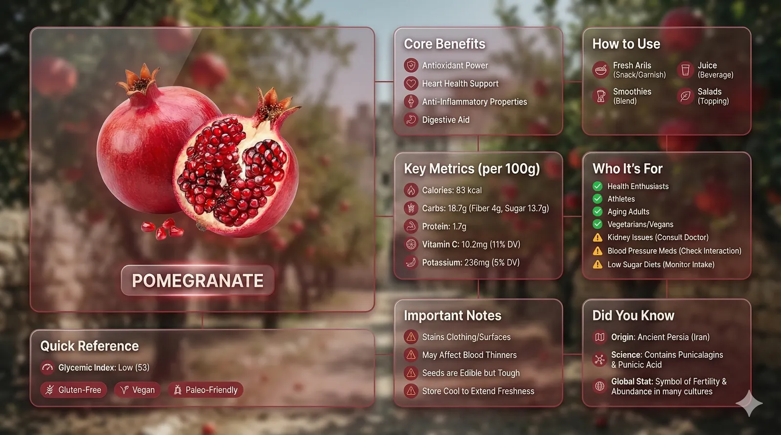 Translucent bento grid infographic