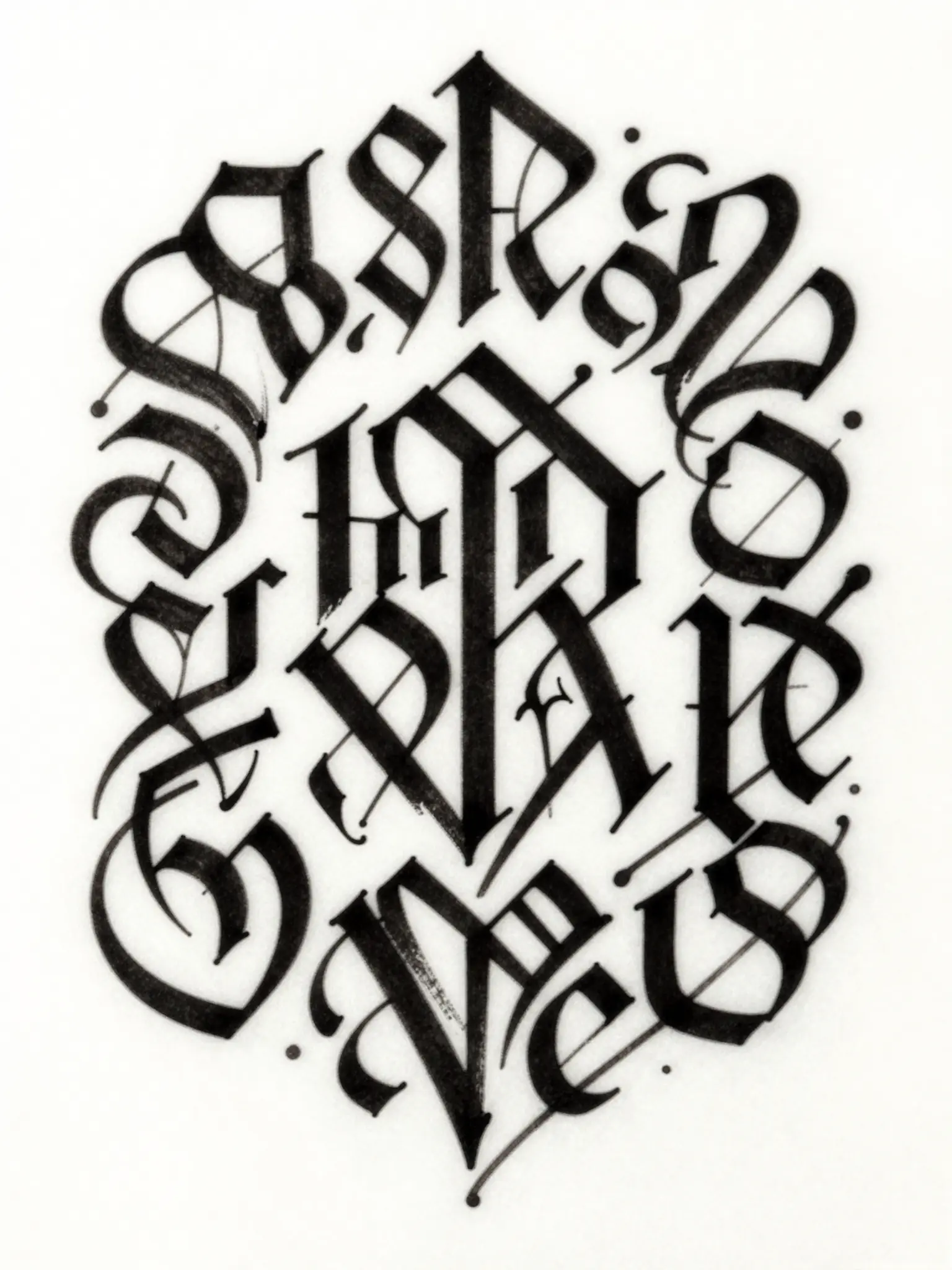 Illustratives Konzept für den Ambigramm-Tattoo-Generator